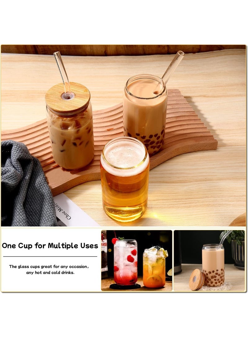 HOMESTAR 4Pcs Transparent Glass Cups With Lid And Straw, Heat-Resistant Cups Reusable Drinkware For Iced Coffee/Matcha/Juice Cold Beverages Coffee Bar Accessories Summer Water Bottle Gift, 500ml - Image 4